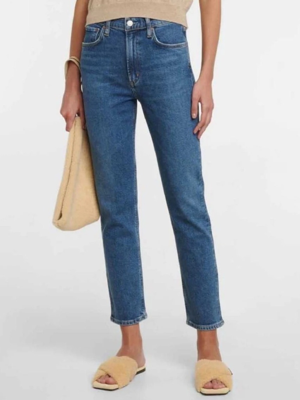 Agolde Merrel Jean Straight Leg Mid Rise Denim Organic Cotton Blue Size 30
